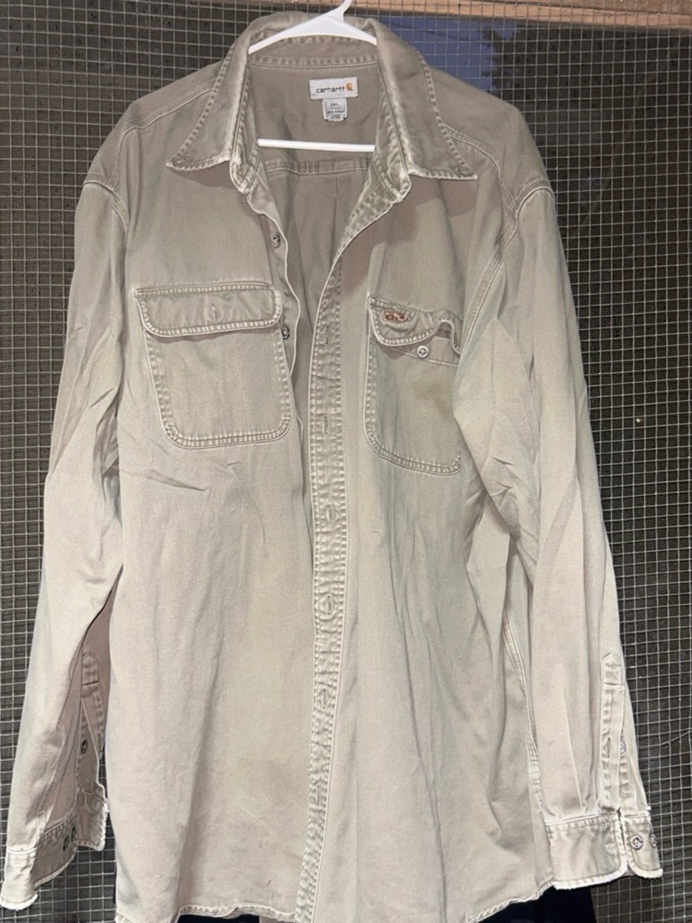 Carhartt Men’s Button-Front Work Shirt — Light Tan